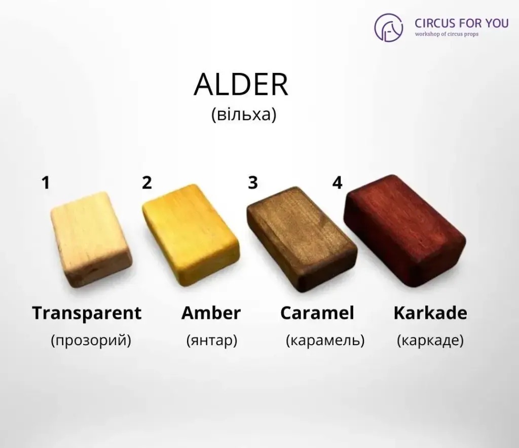 Alder handstand block shades: transparent, amber, caramel, karkade