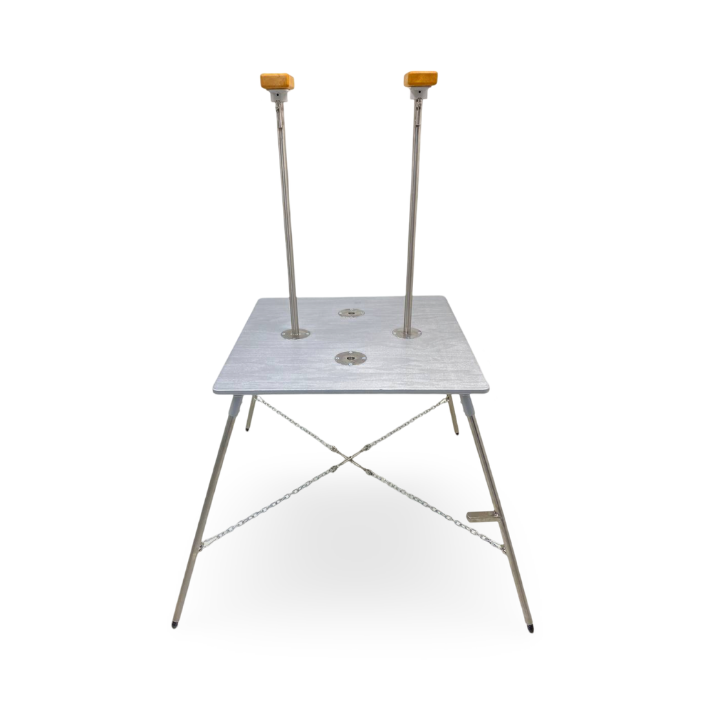 Equilibrium table with three handstand canes (stainless steel)