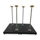 “Cone” circus canes on a collapsible plywood platform.