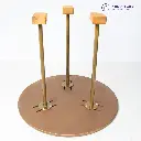 Stands on a round base with adjustable width