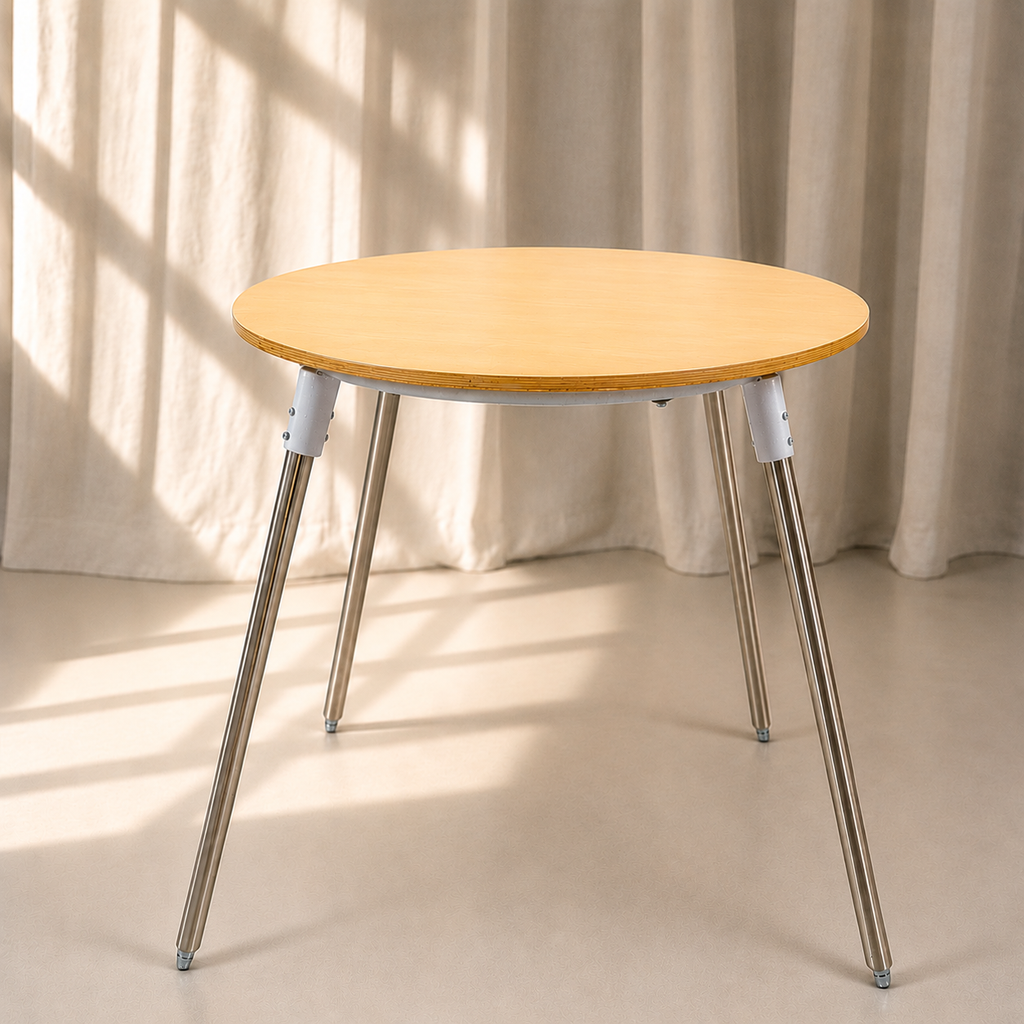 Round contortion or hand balancing table with a steel frame (non-laminated plywood)